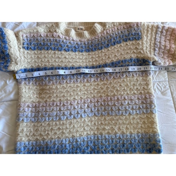 BiBi Sweater Womens X-Large Pullover Heart Cream Blue Purple Extra Soft - Picture 4 of 9